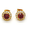 Oro Laminado Stud Earring, Gold Filled Style Cluster Design, with Garnet and White Cubic Zirconia, Polished, Golden Finish, 02.213.0022