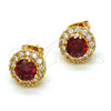 Oro Laminado Stud Earring, Gold Filled Style Cluster Design, with Garnet and White Cubic Zirconia, Polished, Golden Finish, 02.213.0022