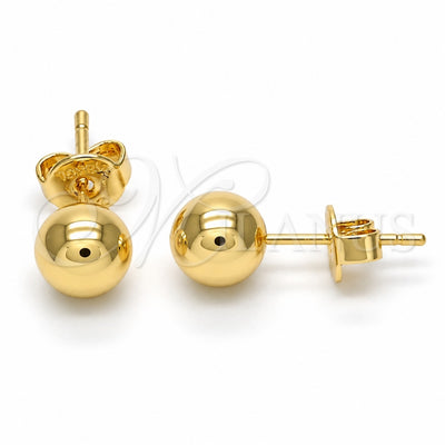 Oro Laminado Stud Earring, Gold Filled Style Ball Design, Polished, Golden Finish, 5.128.011.1