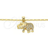 Oro Laminado Pendant Necklace, Gold Filled Style Elephant Design, with White and Ruby Micro Pave, Polished, Golden Finish, 04.199.0004.20 (02 MM Thickness, 20 Inches Length)