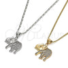 Oro Laminado Pendant Necklace, Gold Filled Style Elephant Design, with White and Ruby Micro Pave, Polished, Golden Finish, 04.199.0004.20 (02 MM Thickness, 20 Inches Length)