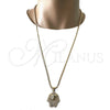 Oro Laminado Pendant Necklace, Gold Filled Style with White Crystal, Polished, Golden Finish, 04.242.0061.30 (03 MM Thickness, 30 Inches Length)