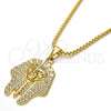 Oro Laminado Pendant Necklace, Gold Filled Style with White Crystal, Polished, Golden Finish, 04.242.0061.30 (03 MM Thickness, 30 Inches Length)