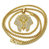 Oro Laminado Pendant Necklace, Gold Filled Style with White Crystal, Polished, Golden Finish, 04.242.0061.30 (03 MM Thickness, 30 Inches Length)