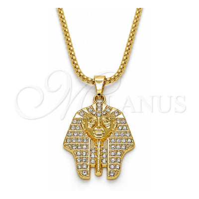 Oro Laminado Pendant Necklace, Gold Filled Style with White Crystal, Polished, Golden Finish, 04.242.0061.30 (03 MM Thickness, 30 Inches Length)