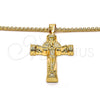 Oro Laminado Pendant Necklace, Gold Filled Style Crucifix Design, Polished, Golden Finish, 04.242.0062.30 (03 MM Thickness, 30 Inches Length)