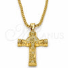 Oro Laminado Pendant Necklace, Gold Filled Style Crucifix Design, Polished, Golden Finish, 04.242.0062.30 (03 MM Thickness, 30 Inches Length)