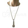 Oro Laminado Pendant Necklace, Gold Filled Style with White Crystal, Polished, Golden Finish, 04.242.0063.30 (03 MM Thickness, 30 Inches Length)