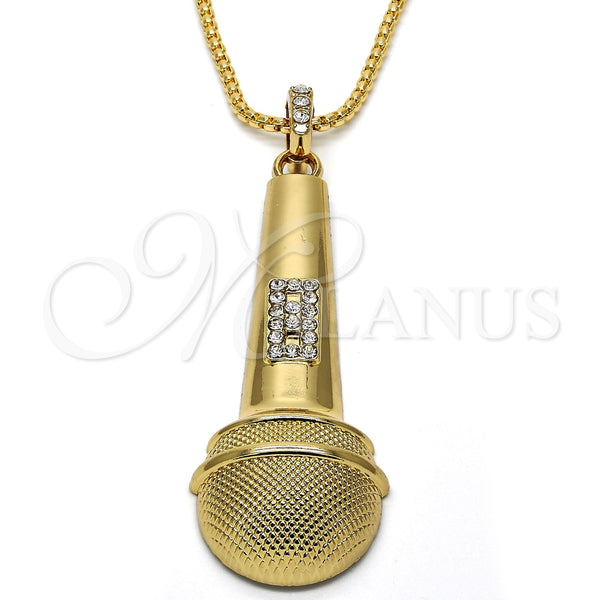 Oro Laminado Pendant Necklace, Gold Filled Style with White Crystal, Polished, Golden Finish, 04.242.0063.30 (03 MM Thickness, 30 Inches Length)