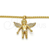 Oro Laminado Pendant Necklace, Gold Filled Style Angel Design, with White Crystal, Polished, Golden Finish, 04.242.0066.30 (03 MM Thickness, 30 Inches Length)