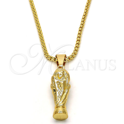 Oro Laminado Pendant Necklace, Gold Filled Style Polished, Golden Finish, 04.242.0069.30 (03 MM Thickness, 30 Inches Length)