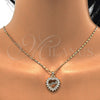 Oro Laminado Pendant Necklace, Gold Filled Style Heart Design, with White Micro Pave, Polished, Golden Finish, 04.156.0046.20 (02 MM Thickness, 20 Inches Length)