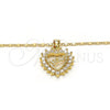 Oro Laminado Pendant Necklace, Gold Filled Style Heart Design, with White Micro Pave, Polished, Golden Finish, 04.156.0046.20 (02 MM Thickness, 20 Inches Length)