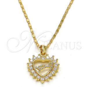 Gold Filled Necklace — Pendant Necklace Heart Design with White Micro Pave — main product view — SKU 113038 | Oro Laminado collar — Pendant Necklace corazón diseño with blanco Micro Pave — SKU 113038