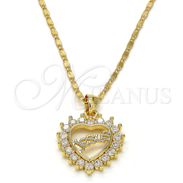 Gold Filled Necklace — Pendant Necklace Heart Design with White Micro Pave — main product view — SKU 113038 | Oro Laminado collar — Pendant Necklace corazón diseño with blanco Micro Pave — SKU 113038