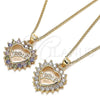 Oro Laminado Pendant Necklace, Gold Filled Style Heart Design, with White Micro Pave, Polished, Golden Finish, 04.156.0046.20 (02 MM Thickness, 20 Inches Length)
