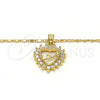Oro Laminado Pendant Necklace, Gold Filled Style Heart and Love Design, with White Micro Pave, Polished, Golden Finish, 04.156.0047.20 (02 MM Thickness, 20 Inches Length)