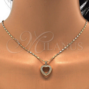 Gold Filled Necklace — Pendant Necklace Heart Design with White Micro Pave — main product view — SKU 113052 | Oro Laminado collar — Pendant Necklace corazón diseño with blanco Micro Pave — SKU 113052