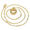Oro Laminado Pendant Necklace, Gold Filled Style Heart Design, with White Micro Pave, Polished, Golden Finish, 04.156.0060.20 (02 MM Thickness, 20 Inches Length)