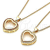 Oro Laminado Pendant Necklace, Gold Filled Style Heart Design, with White Micro Pave, Polished, Golden Finish, 04.156.0060.20 (02 MM Thickness, 20 Inches Length)