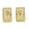 Oro Laminado Stud Earring, Gold Filled Style with White Micro Pave, Polished, Golden Finish, 02.195.0085 for wholesale, additional product view 4