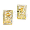 Oro Laminado Stud Earring, Gold Filled Style with White Micro Pave, Polished, Golden Finish, 02.195.0085 for wholesale, additional product view 6