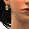 Oro Laminado Small Hoop, Gold Filled Style with Garnet and White Cubic Zirconia, Polished, Golden Finish, 02.185.0001.4.20