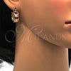 Oro Laminado Small Hoop, Gold Filled Style with Garnet and White Cubic Zirconia, Polished, Golden Finish, 02.185.0001.4.20