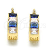 Oro Laminado Small Hoop, Gold Filled Style with Sapphire Blue and White Cubic Zirconia, Polished, Golden Finish, 02.185.0001.6.20