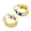 Oro Laminado Small Hoop, Gold Filled Style with Sapphire Blue and White Cubic Zirconia, Polished, Golden Finish, 02.185.0001.6.20