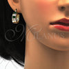Oro Laminado Small Hoop, Gold Filled Style with Green and White Cubic Zirconia, Polished, Golden Finish, 02.185.0001.7.20