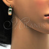 Oro Laminado Small Hoop, Gold Filled Style with Green and White Cubic Zirconia, Polished, Golden Finish, 02.185.0001.7.20