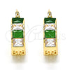 Oro Laminado Small Hoop, Gold Filled Style with Green and White Cubic Zirconia, Polished, Golden Finish, 02.185.0001.7.20