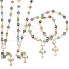 Oro Laminado Medium Rosary, Gold Filled Style Guadalupe and Crucifix Design, Multicolor Resin Finish, Golden Finish, 09.63.0107.1.18