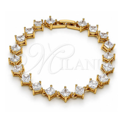 Oro Laminado Tennis Bracelet, Gold Filled Style with White Cubic Zirconia, Polished, Golden Finish, 03.283.0001.07 (08 MM Thickness, 7 Inches Length)