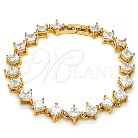 Oro Laminado Tennis Bracelet, Gold Filled Style with White Cubic Zirconia, Polished, Golden Finish, 03.283.0001.07 (08 MM Thickness, 7 Inches Length)