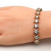 Oro Laminado Tennis Bracelet, Gold Filled Style Star Design, with White Cubic Zirconia, Polished, Golden Finish, 03.283.0004.07 (09 MM Thickness, 7 Inches Length)