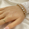 Oro Laminado Tennis Bracelet, Gold Filled Style Star Design, with White Cubic Zirconia, Polished, Golden Finish, 03.283.0004.07 (09 MM Thickness, 7 Inches Length)