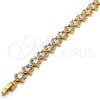 Oro Laminado Tennis Bracelet, Gold Filled Style Star Design, with White Cubic Zirconia, Polished, Golden Finish, 03.283.0004.07 (09 MM Thickness, 7 Inches Length)