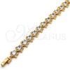 Oro Laminado Tennis Bracelet, Gold Filled Style Star Design, with White Cubic Zirconia, Polished, Golden Finish, 03.283.0004.07 (09 MM Thickness, 7 Inches Length)