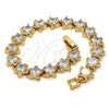 Oro Laminado Tennis Bracelet, Gold Filled Style Star Design, with White Cubic Zirconia, Polished, Golden Finish, 03.283.0004.07 (09 MM Thickness, 7 Inches Length)