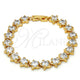 Oro Laminado Tennis Bracelet, Gold Filled Style Star Design, with White Cubic Zirconia, Polished, Golden Finish, 03.283.0004.07 (09 MM Thickness, 7 Inches Length)