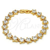 Oro Laminado Tennis Bracelet, Gold Filled Style Star Design, with White Cubic Zirconia, Polished, Golden Finish, 03.283.0004.07 (09 MM Thickness, 7 Inches Length)