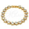 Oro Laminado Tennis Bracelet, Gold Filled Style Star Design, with White Cubic Zirconia, Polished, Golden Finish, 03.283.0004.07 (09 MM Thickness, 7 Inches Length)