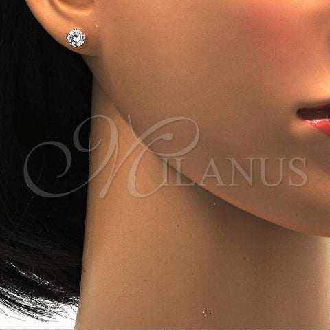Sterling Silver Stud Earring, with White Cubic Zirconia, Polished, Silver Finish, 02.63.2607