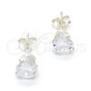 Sterling Silver Stud Earring, with White Cubic Zirconia, Polished, Silver Finish, 02.63.2607