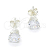 Sterling Silver Stud Earring, with White Cubic Zirconia, Polished, Silver Finish, 02.63.2607
