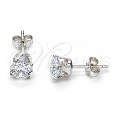 Sterling Silver Stud Earring, with White Cubic Zirconia, Polished, Silver Finish, 02.63.2607