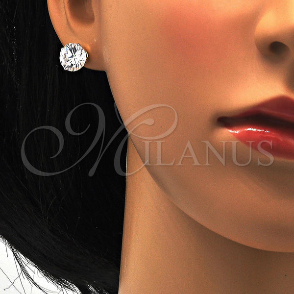 Sterling Silver Ring — Stud Earring with White Cubic Zirconia Polished Raw — alternate product view — SKU 113166 | Plata 925 anillo — Stud Earring with blanco Cubic Zirconia pulido Raw — SKU 113166