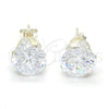 Sterling Silver Stud Earring, with White Cubic Zirconia, Polished, Raw, 02.63.2610